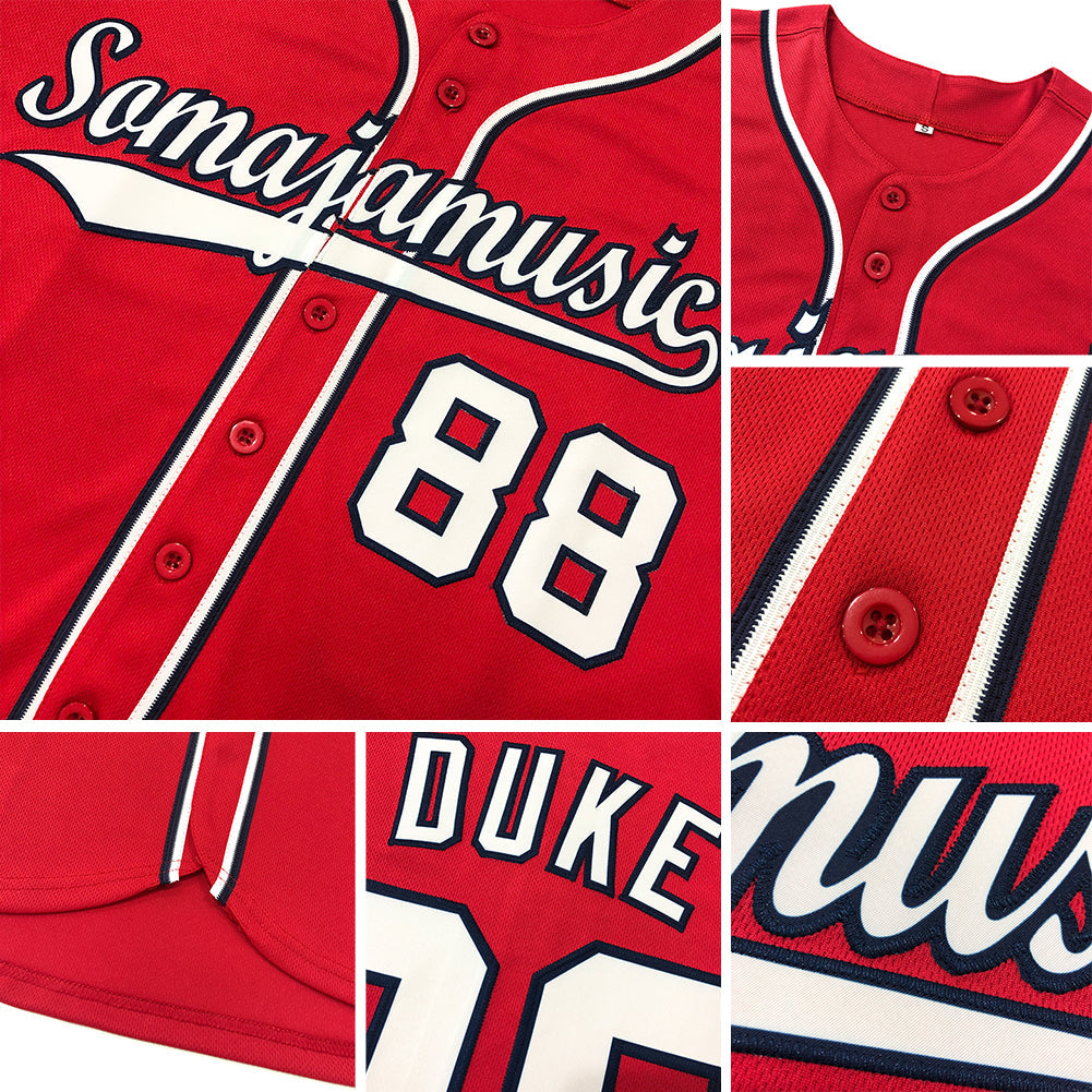 Custom Baseball Jersey - Red White-Black - Style Red0051
