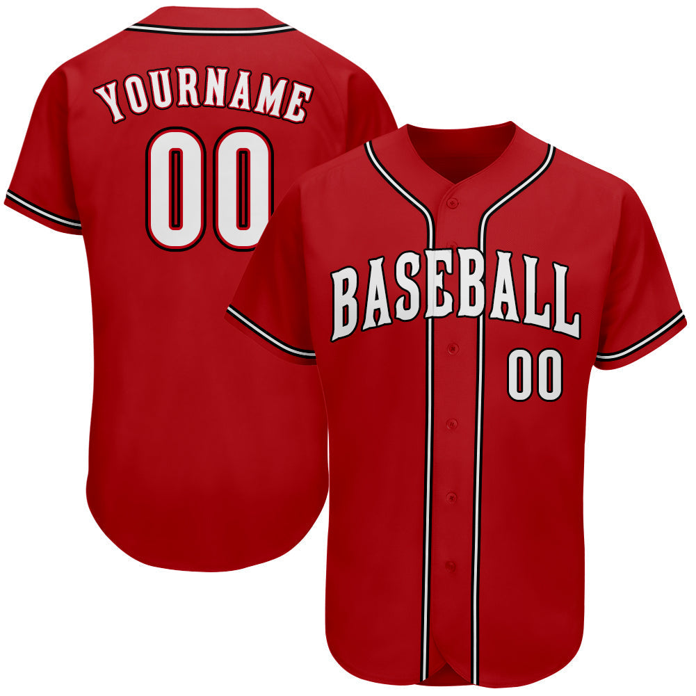 Custom Baseball Jersey - Red White-Black - Style Red0051