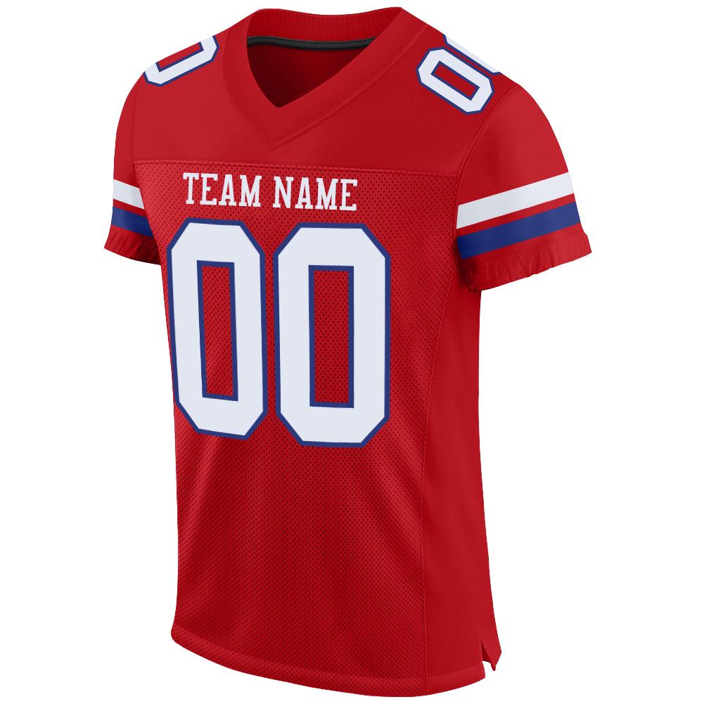 Custom Football Jersey - Red White-Royal Mesh