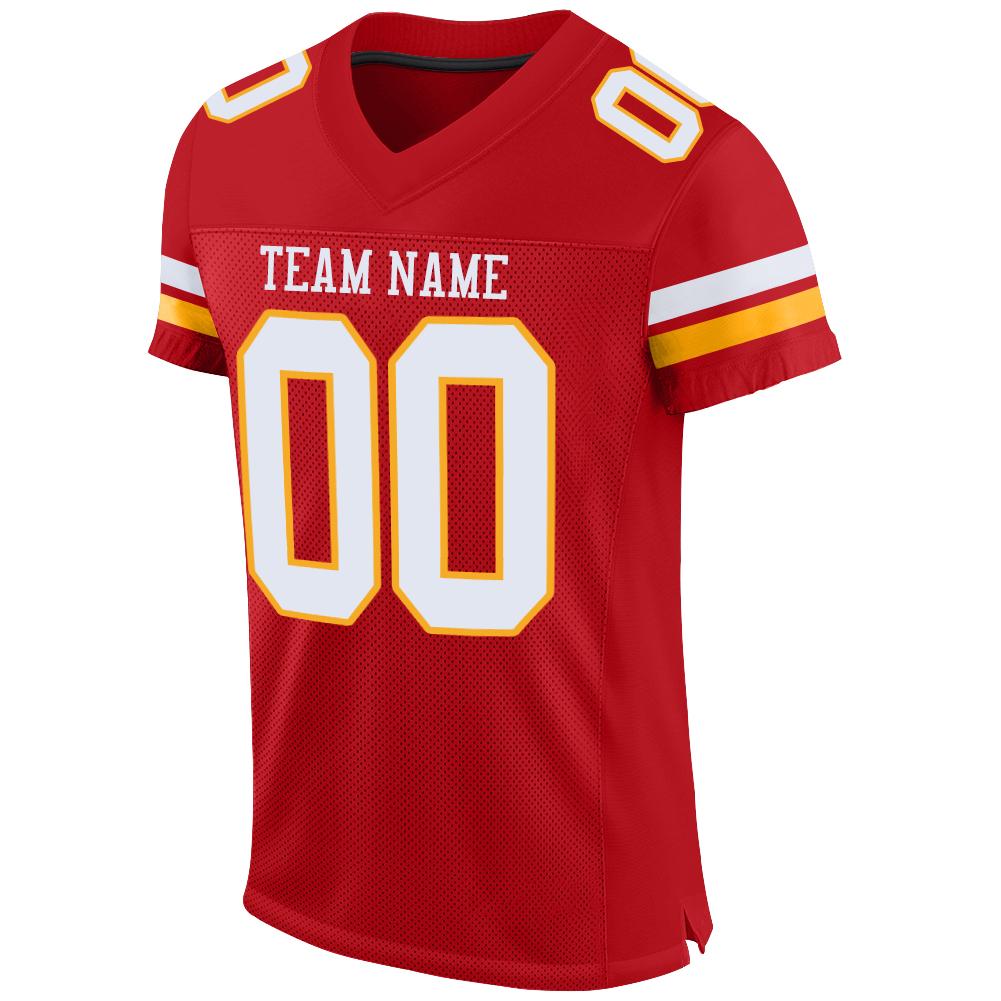 Custom Football Jersey - Red White-Gold Mesh - Style Red0088