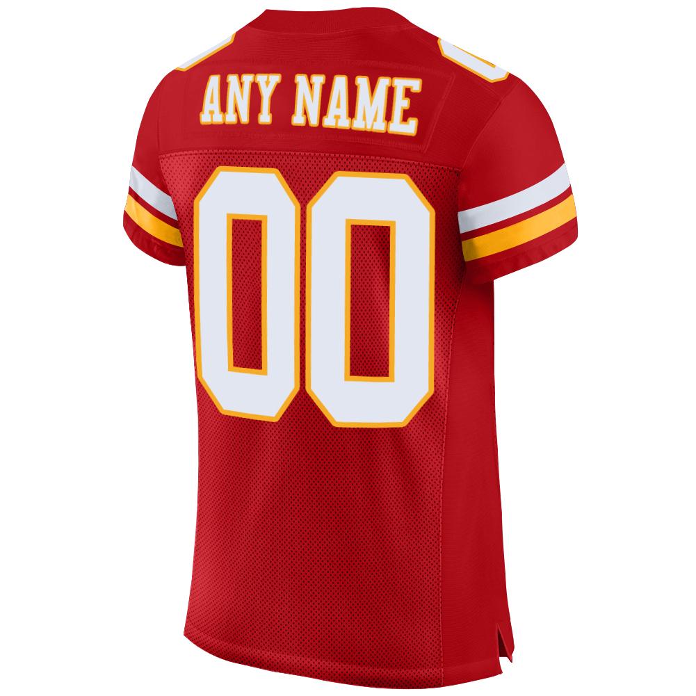 Custom Football Jersey - Red White-Gold Mesh - Style Red0088