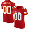 Custom Football Jersey - Red White-Gold Mesh - Style Red0088