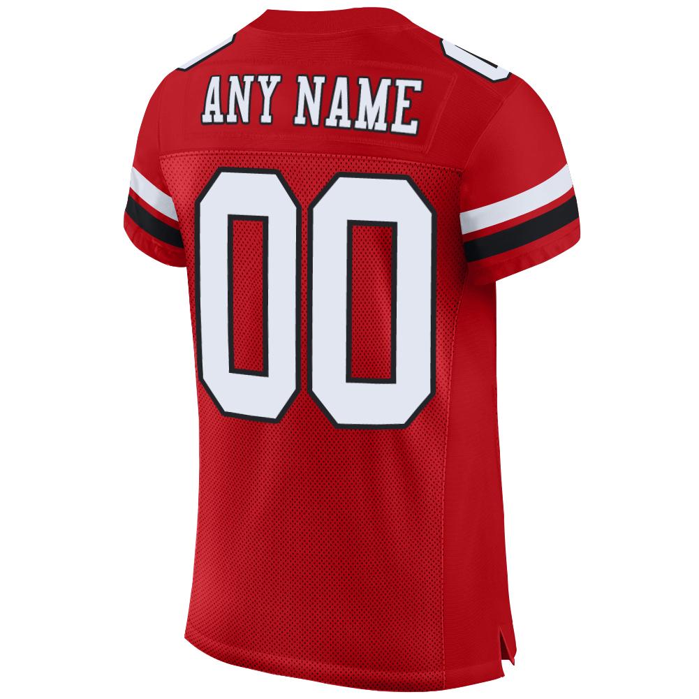 Custom Football Jersey - Red White-Black Mesh