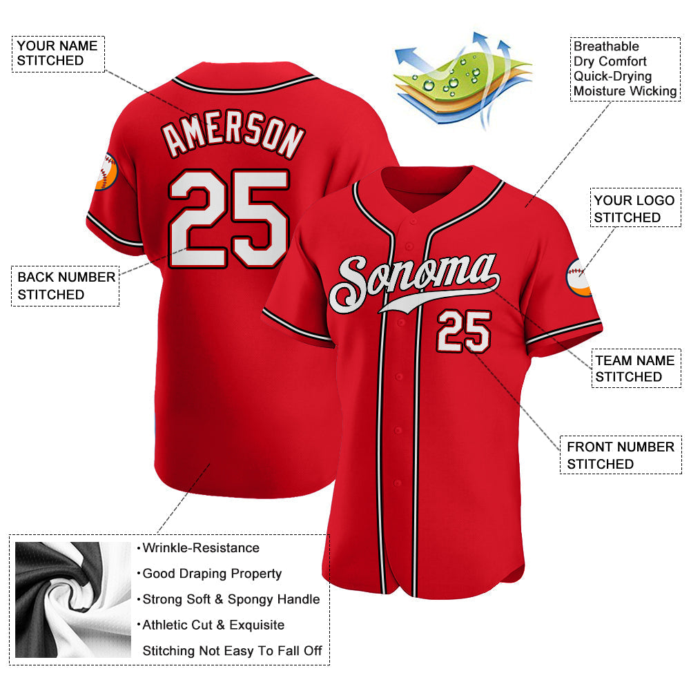Custom Baseball Jersey - Red White-Black - Style Red0099