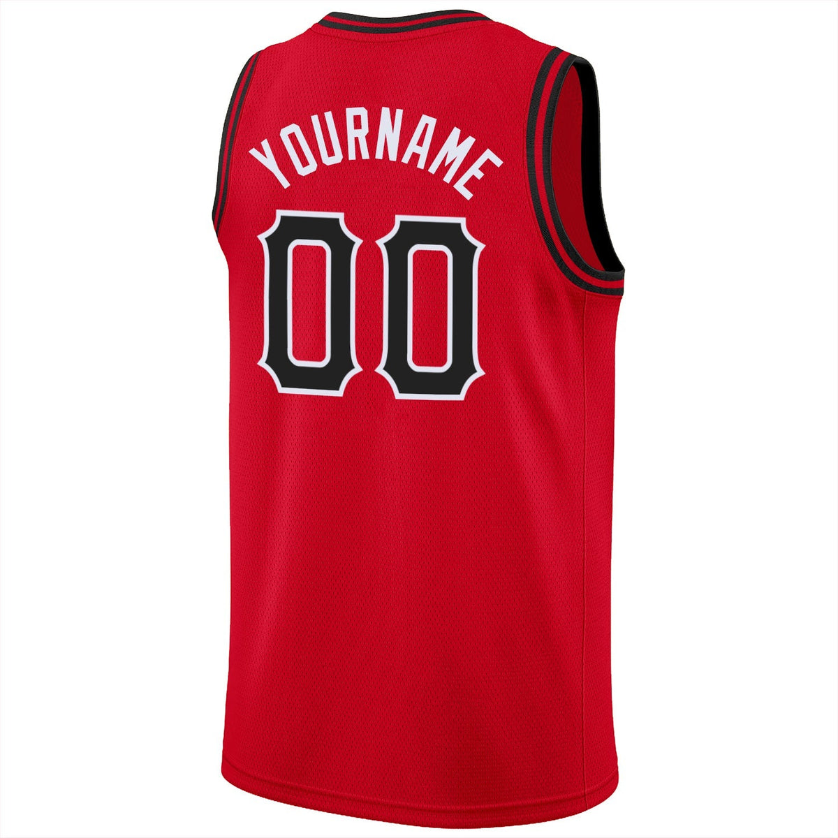 Custom Basketball Jersey - Red Black-White Round Neck Rib-Knit