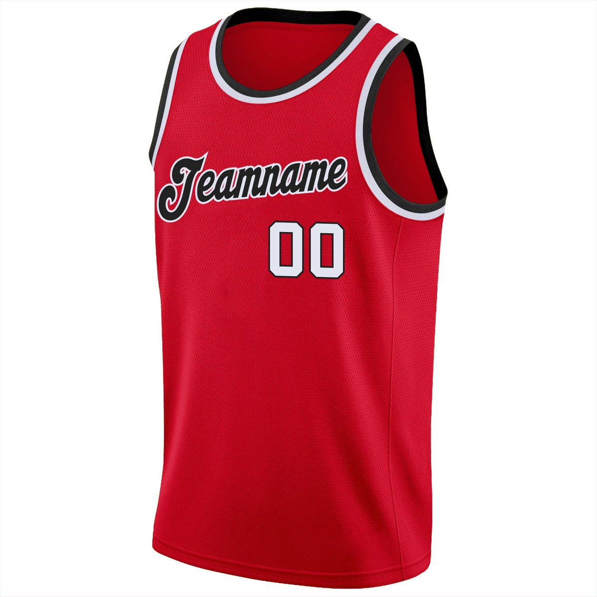Custom Basketball Jersey - Red White-Black Round Neck Rib-Knit
