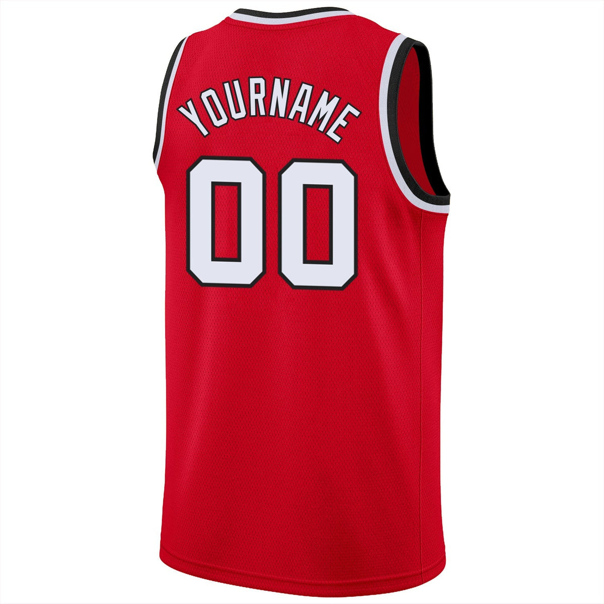 Custom Basketball Jersey - Red White-Black Round Neck Rib-Knit