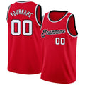Custom Basketball Jersey - Red White-Black Round Neck Rib-Knit