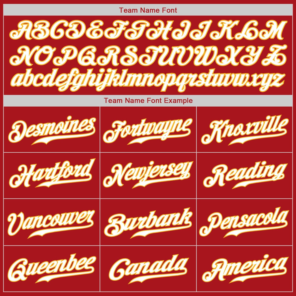 Custom Baseball Jersey - Red White-Gold