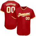 Custom Baseball Jersey - Red White-Gold