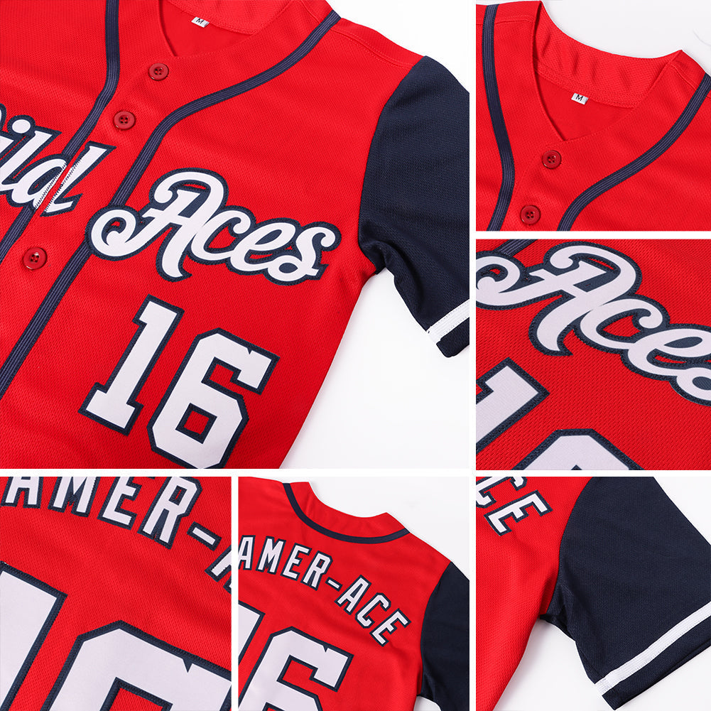 Custom Baseball Jersey - Red White-Navy Two Tone