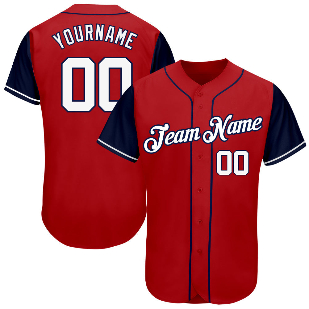 Custom Baseball Jersey - Red White-Navy Two Tone