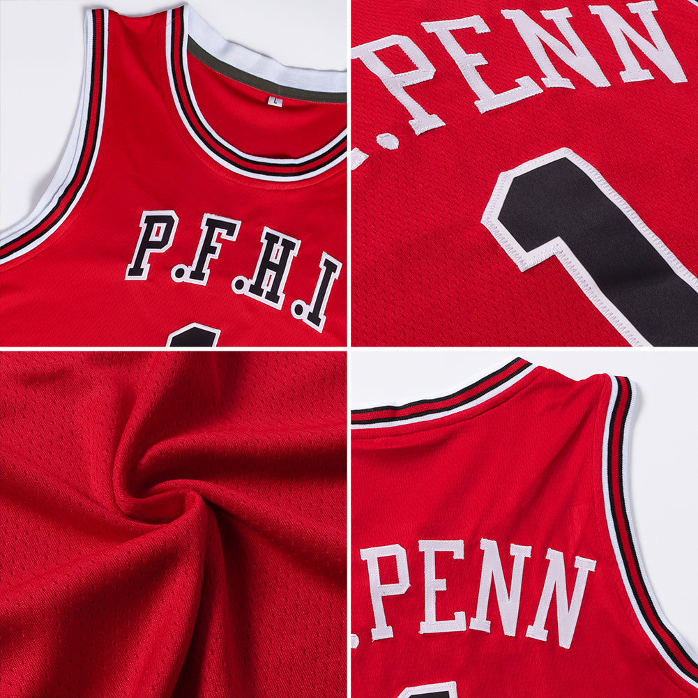 Custom Basketball Jersey - Red Black-Old Gold Throwback