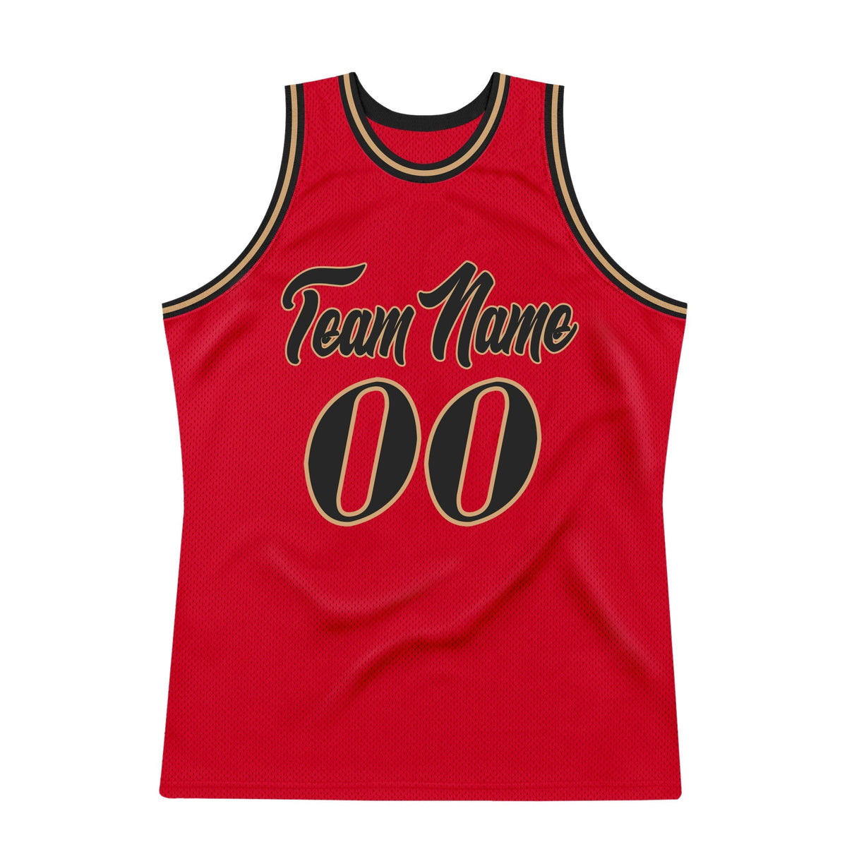 Custom Basketball Jersey - Red Black-Old Gold Throwback