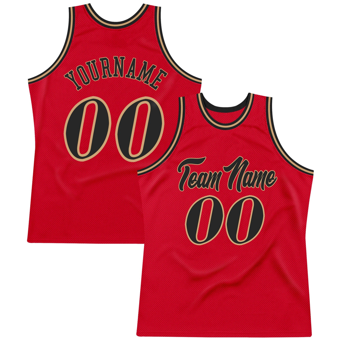 Custom Basketball Jersey - Red Black-Old Gold Throwback