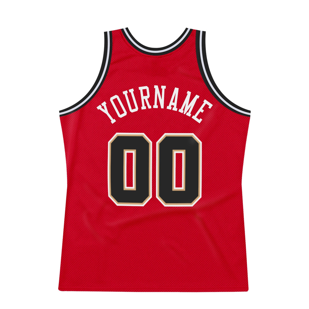 Custom Basketball Jersey - Red Black-White Throwback - Style Red0203