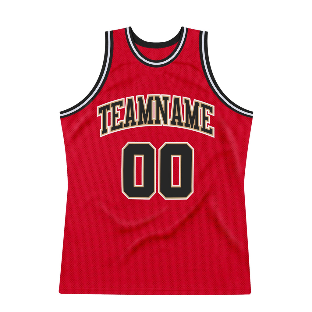 Custom Basketball Jersey - Red Black-White Throwback - Style Red0203