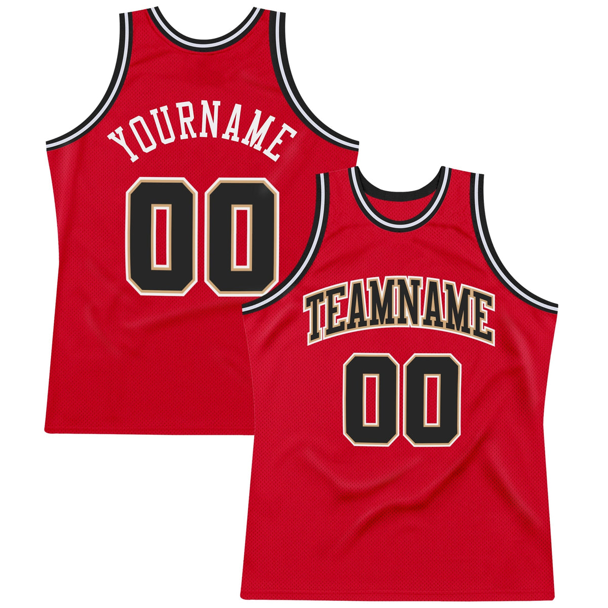 Custom Basketball Jersey - Red Black-White Throwback - Style Red0203