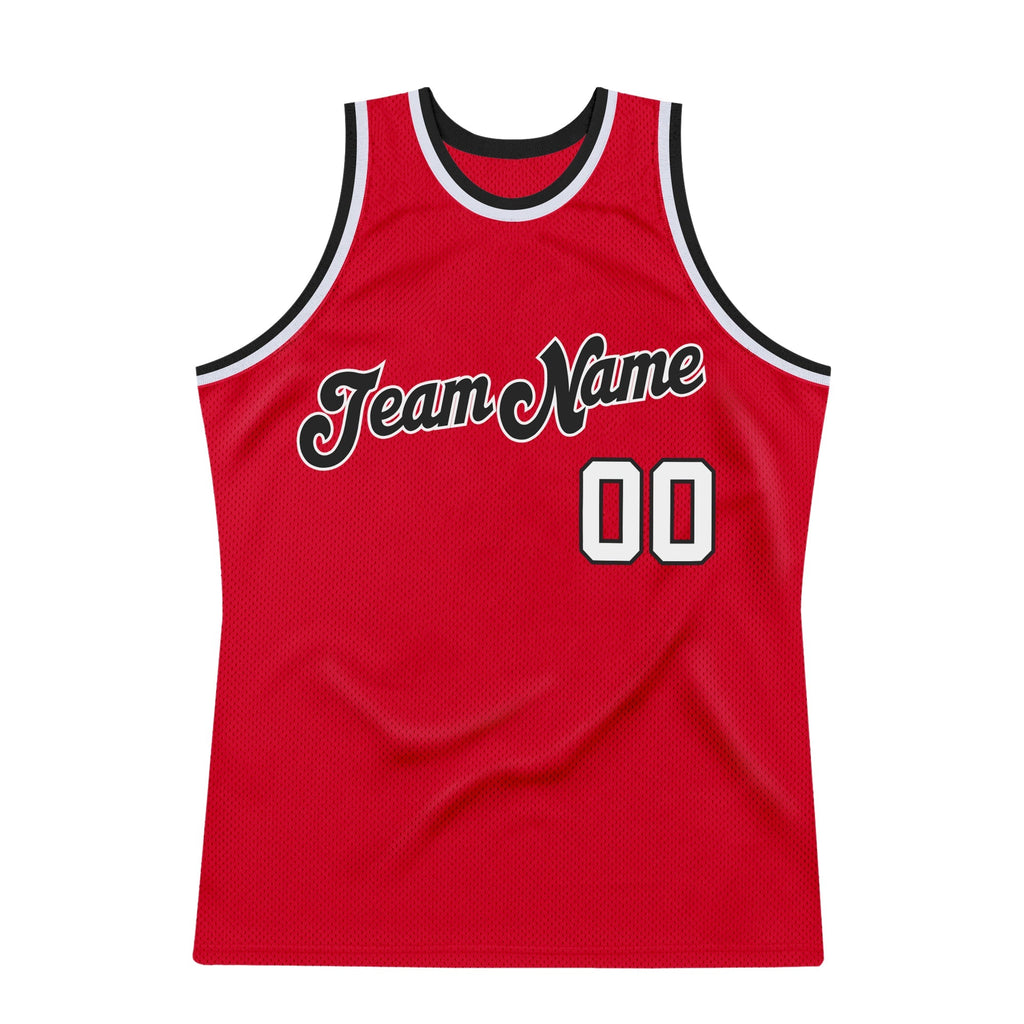 Custom Basketball Jersey - Red White-Black Throwback - Style Red0209