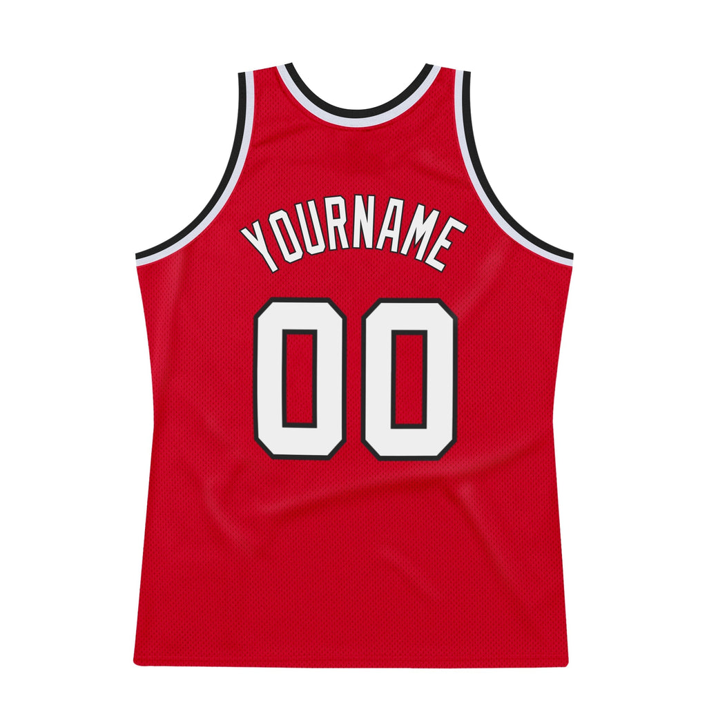 Custom Basketball Jersey - Red White-Black Throwback - Style Red0209
