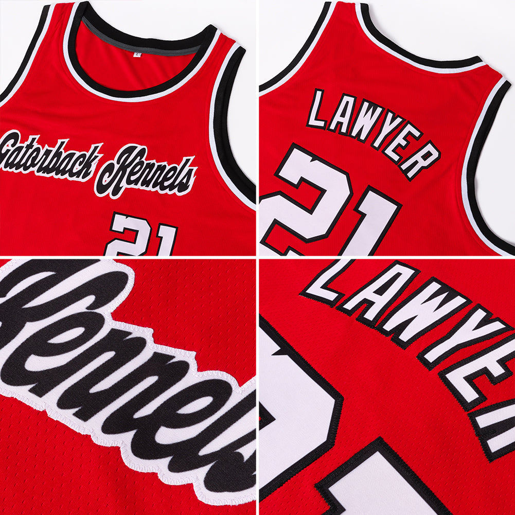 Custom Basketball Jersey - Red White-Black Throwback - Style Red0209
