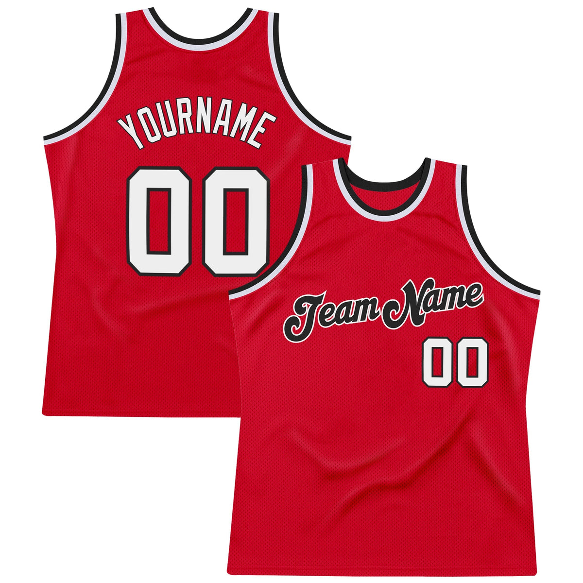 Custom Basketball Jersey - Red White-Black Throwback - Style Red0209
