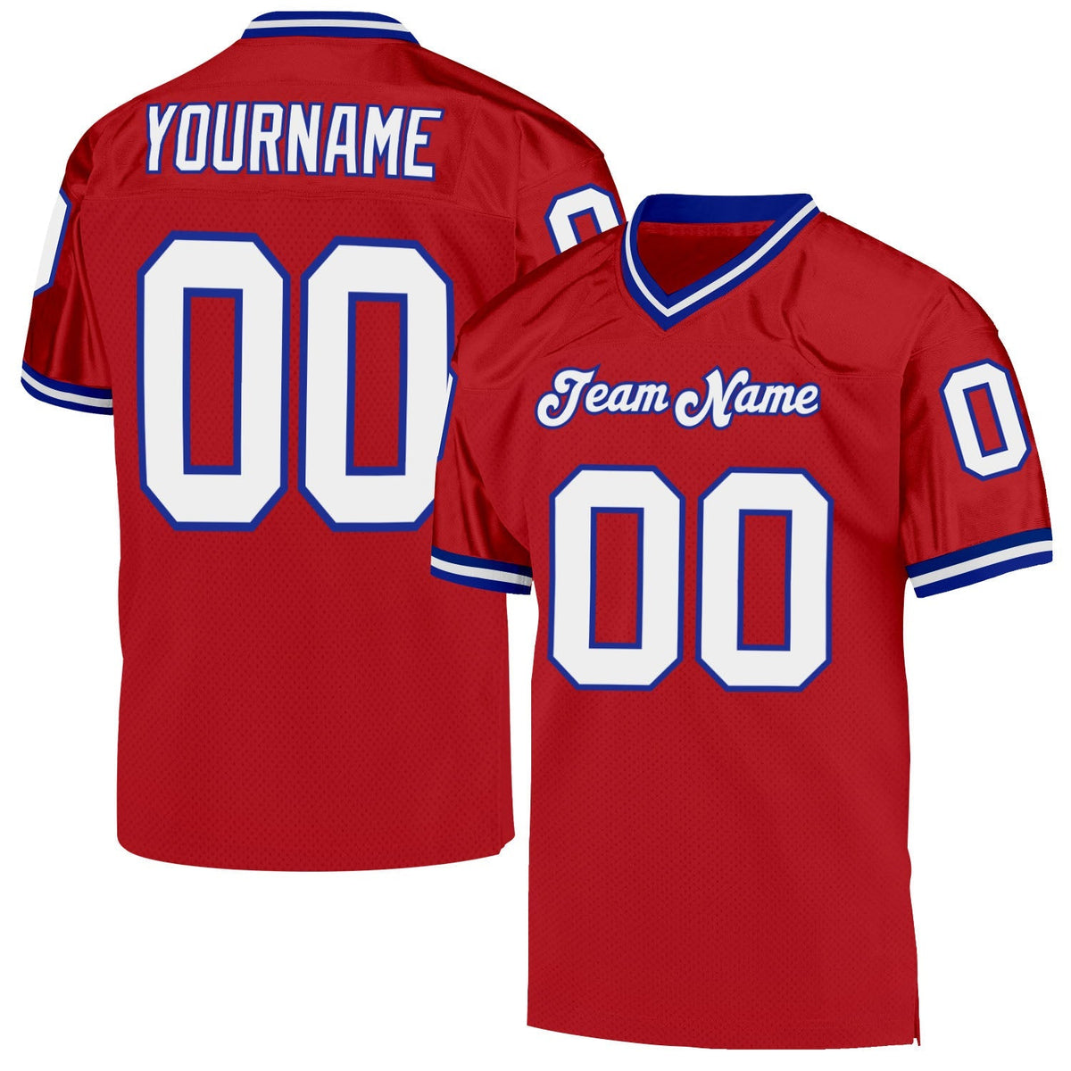 Custom Football Jersey - Red White-Royal Mesh Throwback