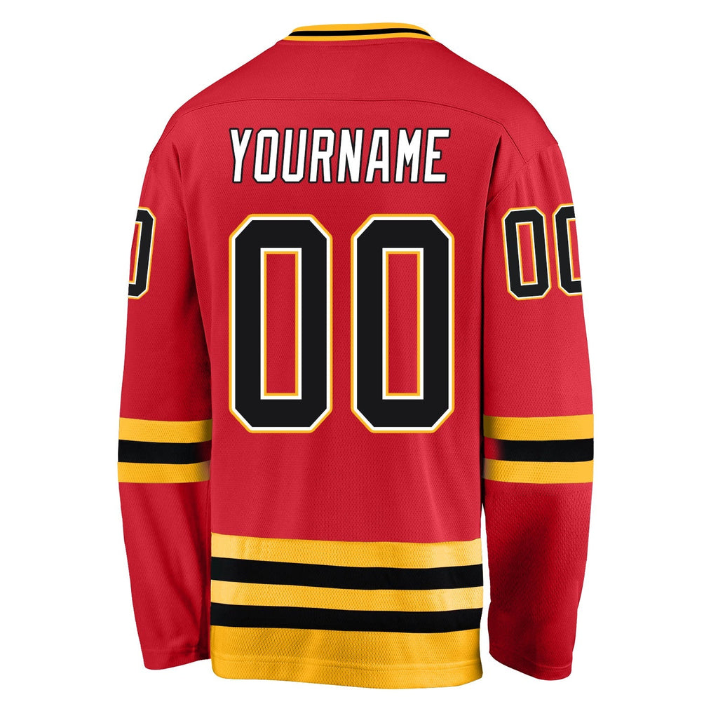 Custom Hockey Jersey - Red Black-Gold - Style Red0276
