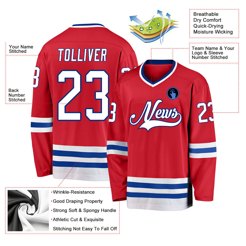 Custom Hockey Jersey - Red White-Royal