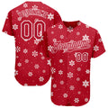 Custom Baseball Jersey - Red Red-White Christmas 3D