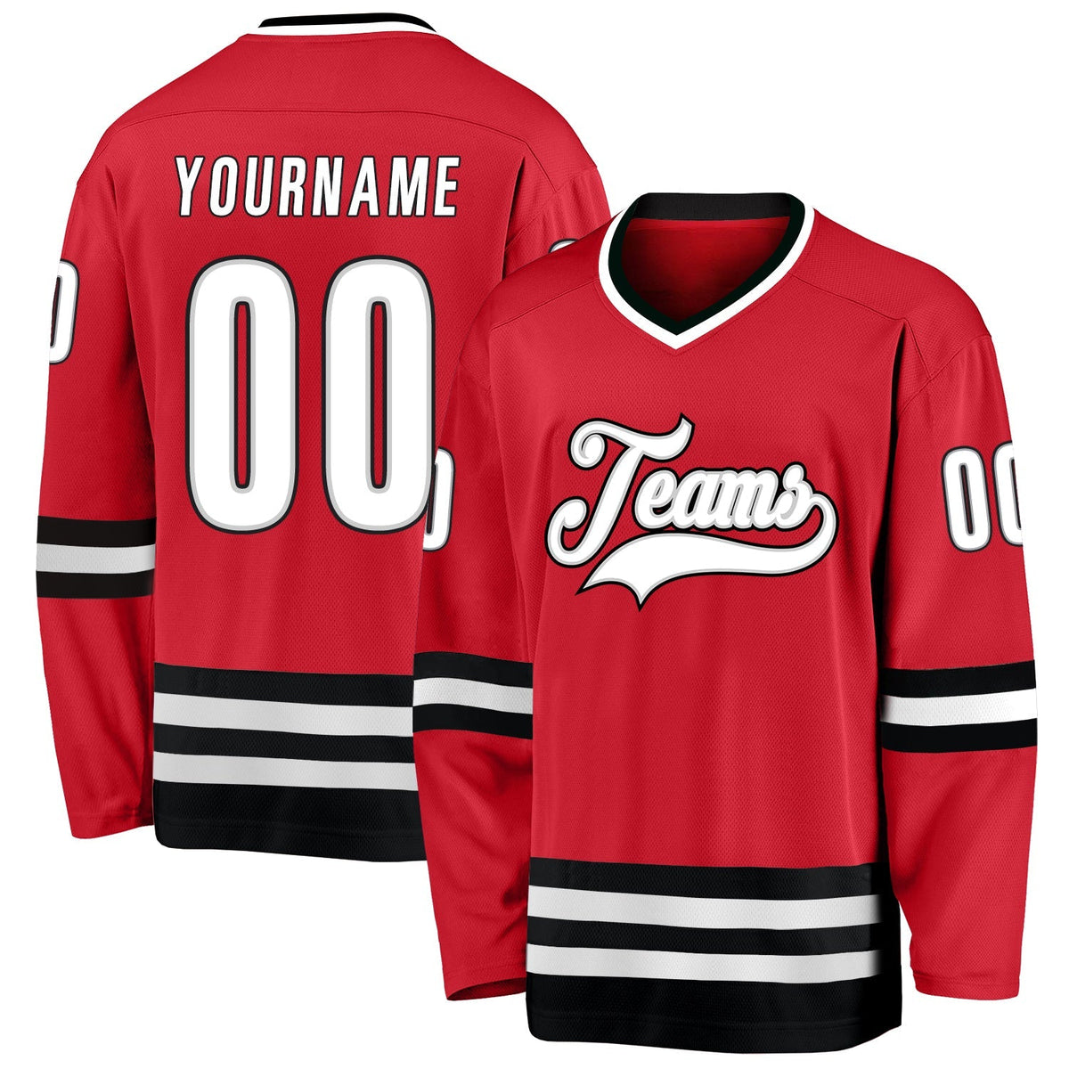 Custom Hockey Jersey - Red White-Black - Style Red0312