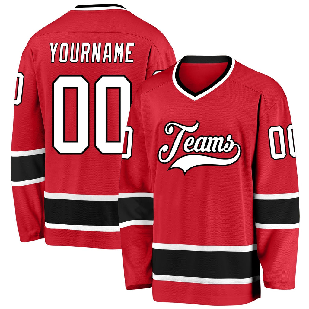 Custom Hockey Jersey - Red White-Black - Style Red0327