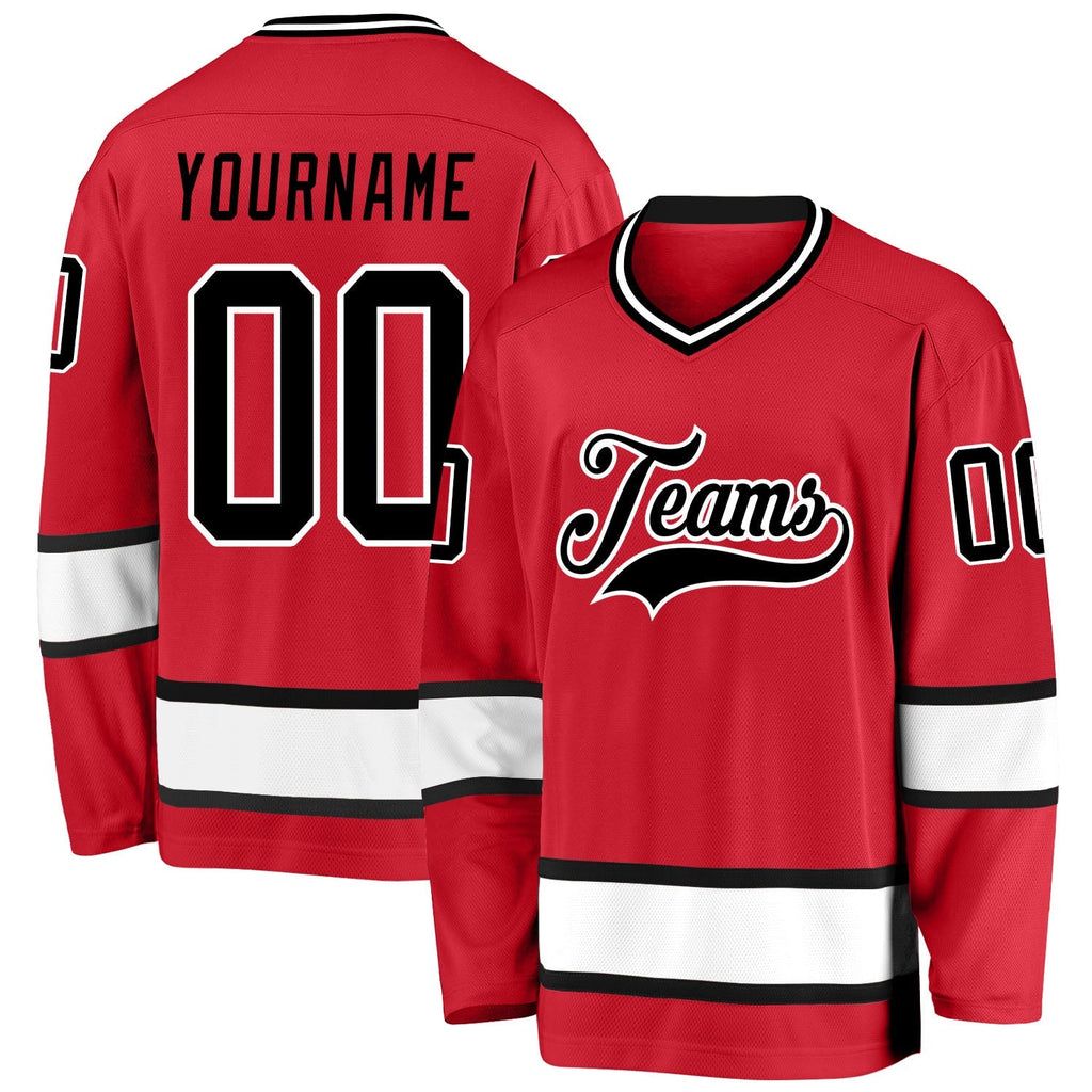 Custom Hockey Jersey - Red Black-White - Style Red0328
