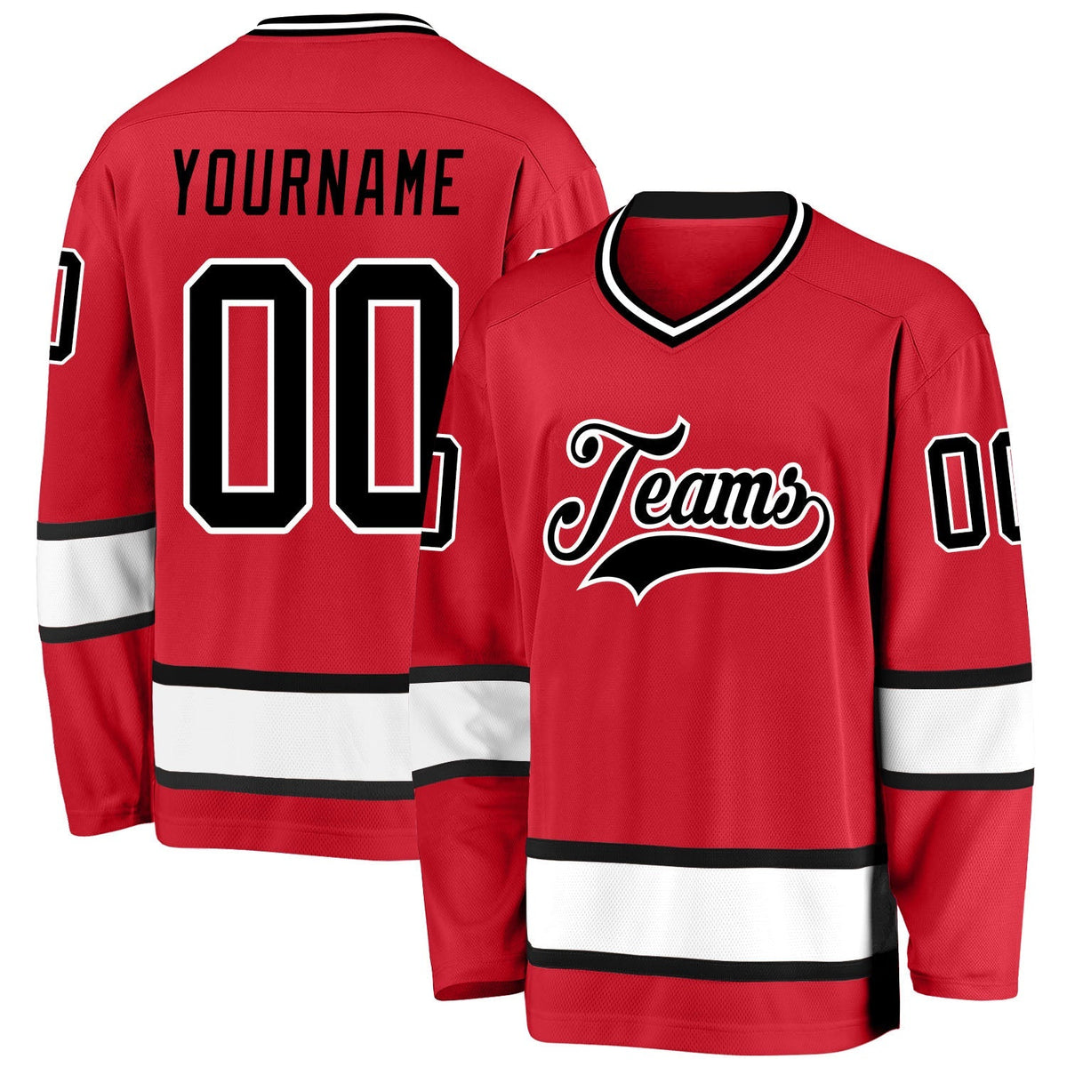 Custom Hockey Jersey - Red Black-White - Style Red0328