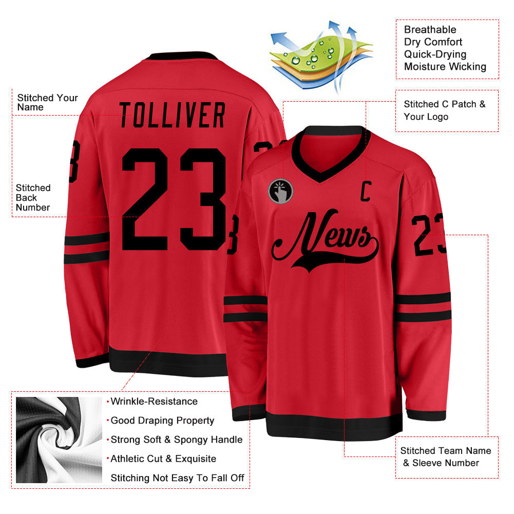 Custom Hockey Jersey - Red Black
