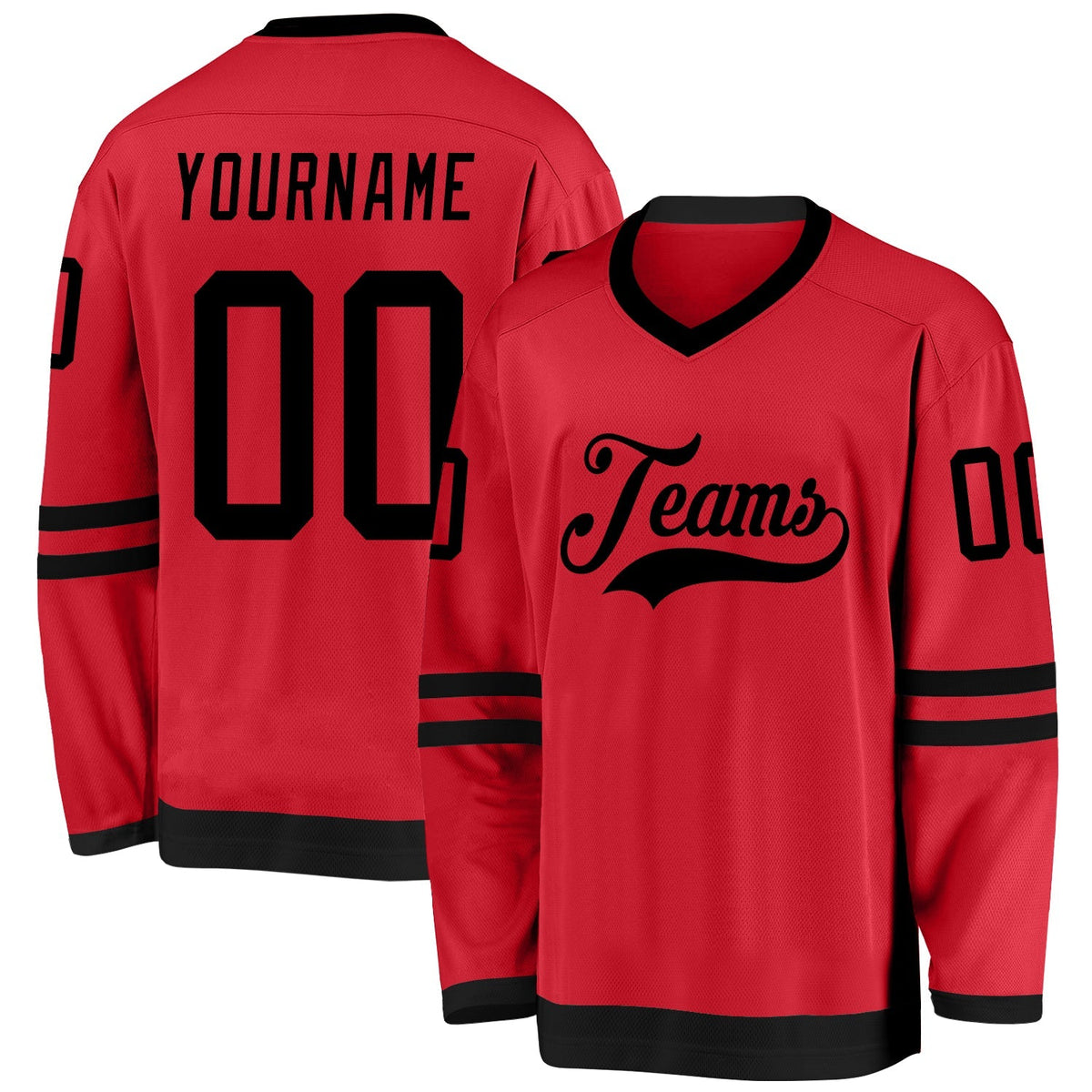 Custom Hockey Jersey - Red Black