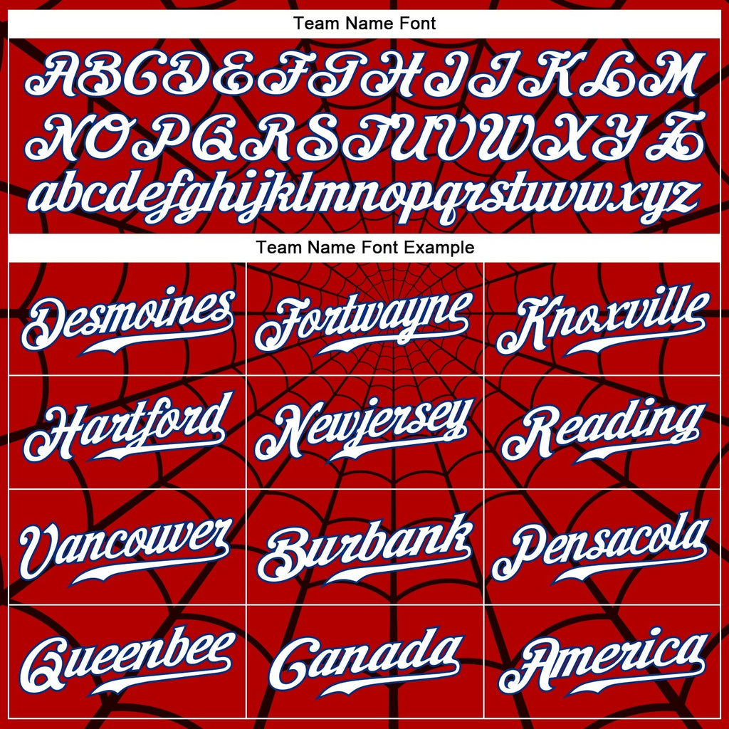 Custom Baseball Jersey - Red White-Royal 3D Pattern Design Spider Web