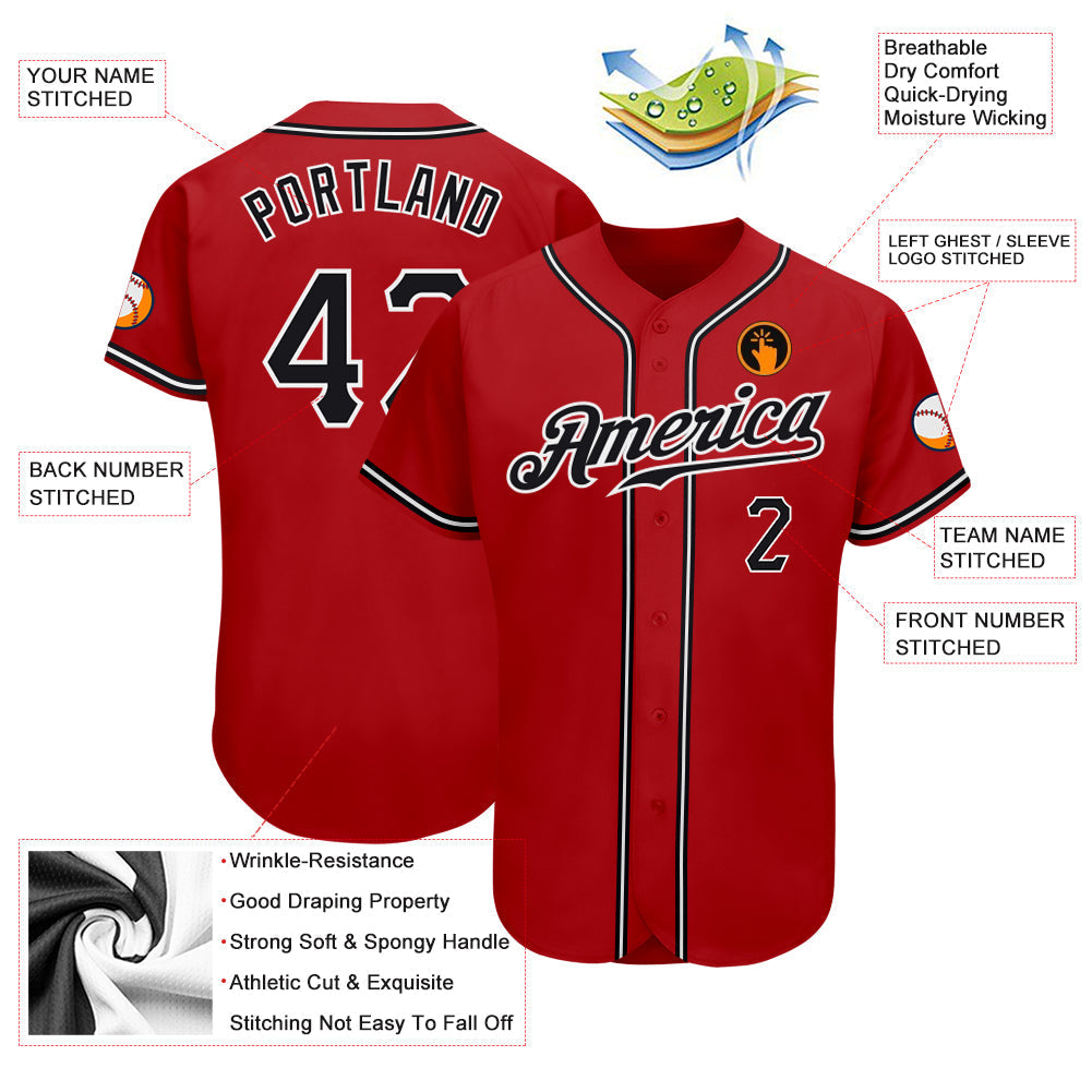 Custom Baseball Jersey - Red Black-White