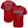 Custom Baseball Jersey - Red Black-White