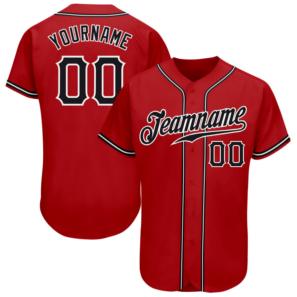 Custom Baseball Jersey - Red Black-White