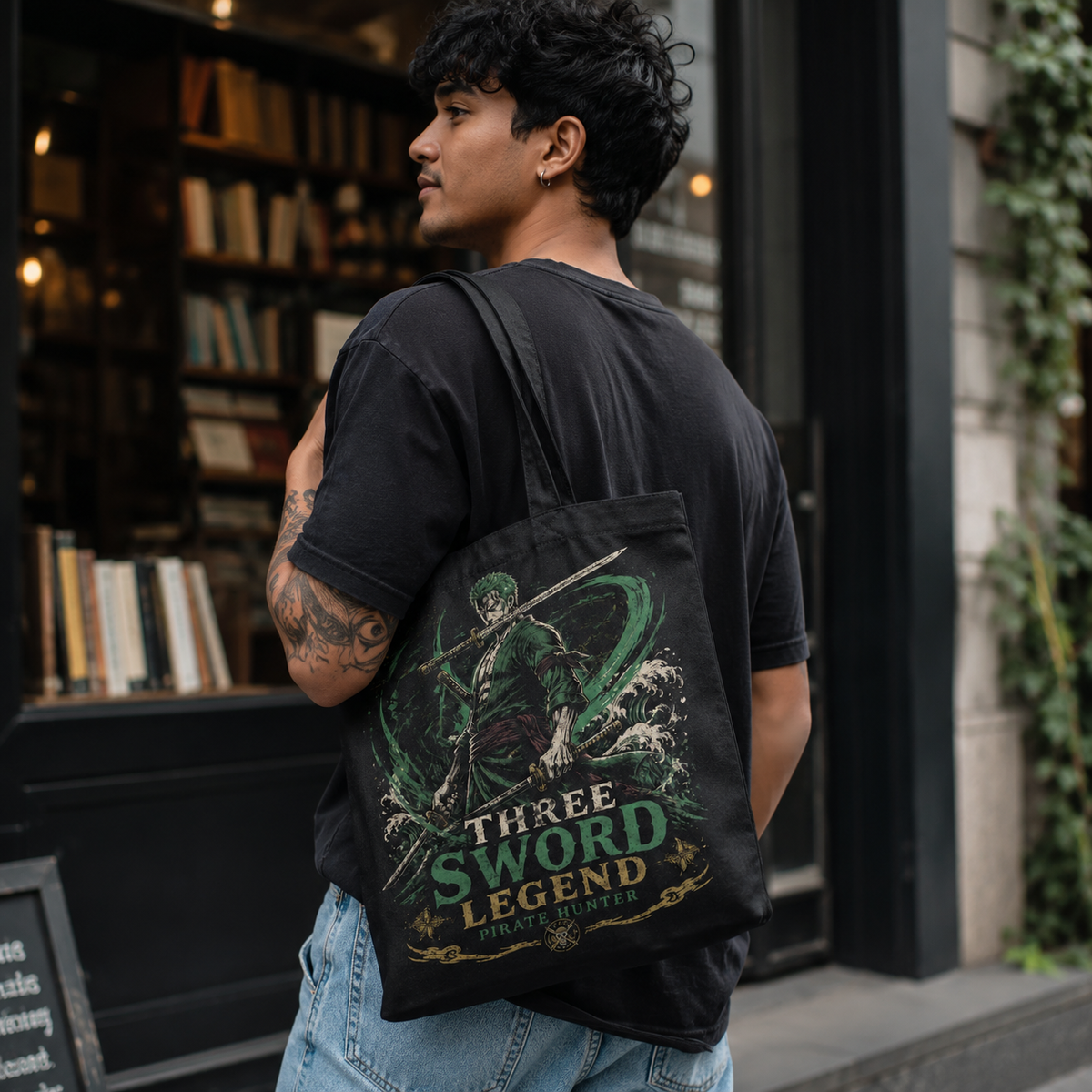 Roronoa Zoro One Piece Anime Canvas Tote Bag - Three Sword Legend