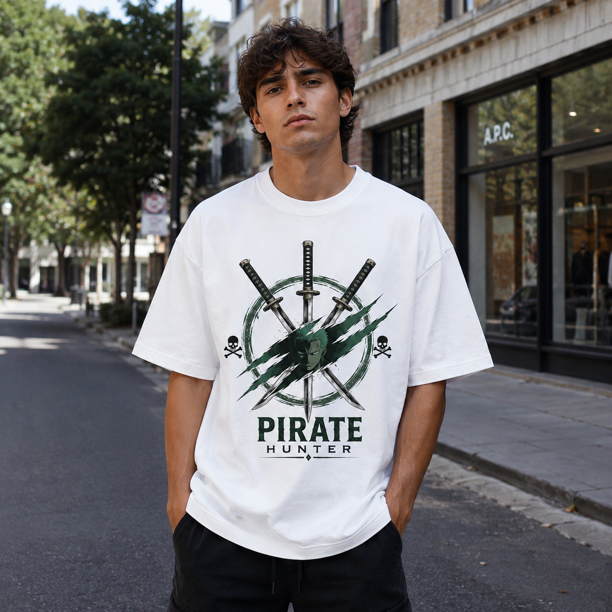Roronoa Zoro One Piece Anime Graphic Tee - Three Sword Style