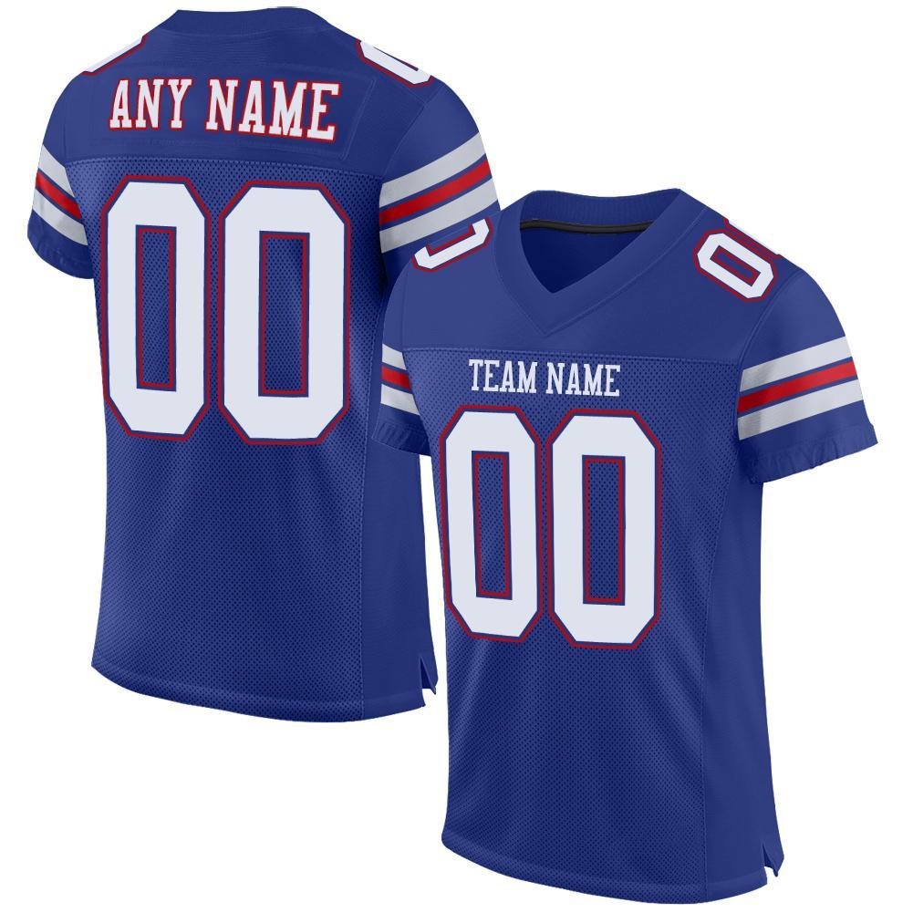 Custom Football Jersey - Royal White-Red Mesh - Style Royal0001