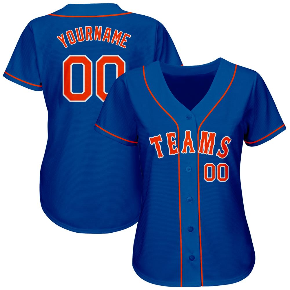 Custom Baseball Jersey - Royal Orange-White