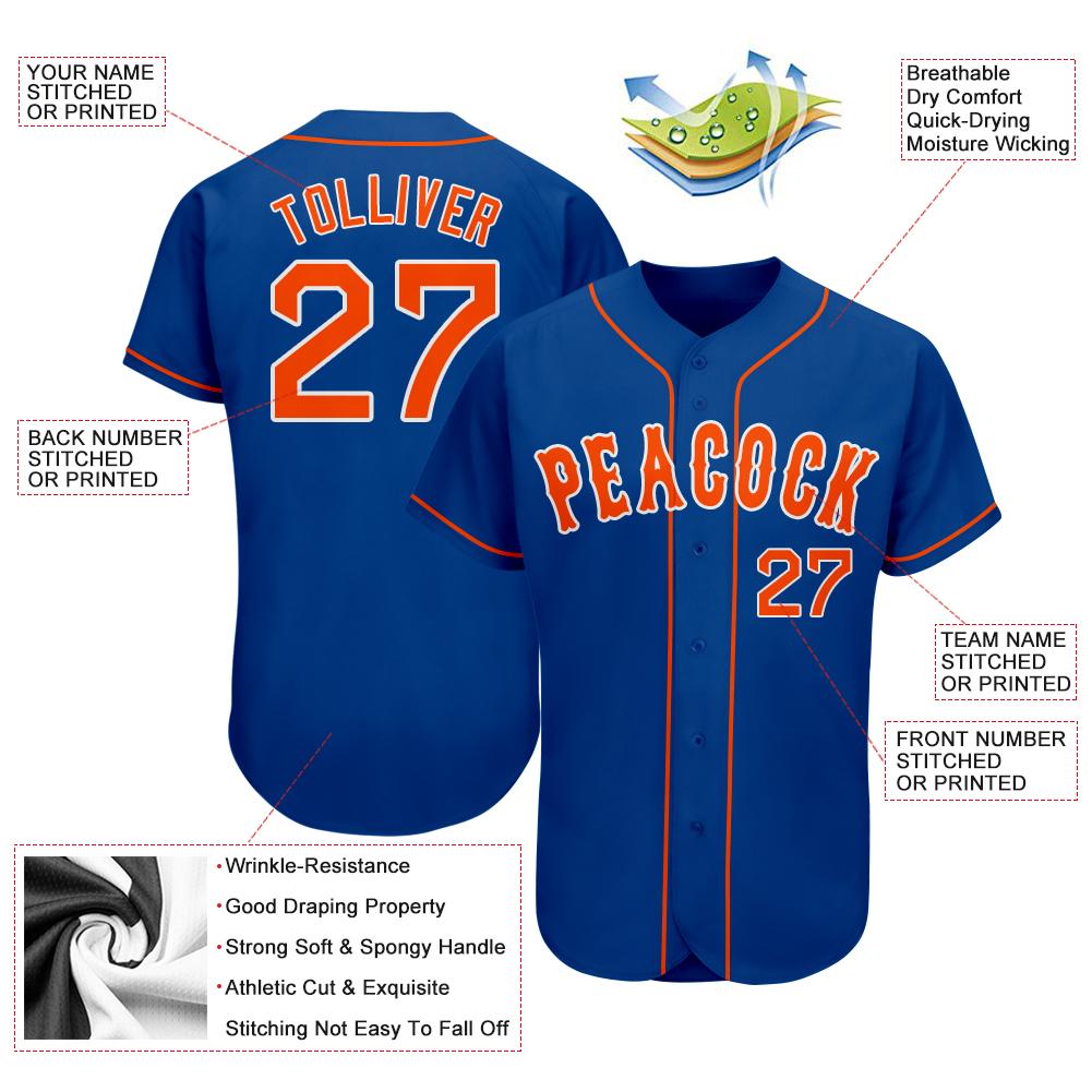 Custom Baseball Jersey - Royal Orange-White