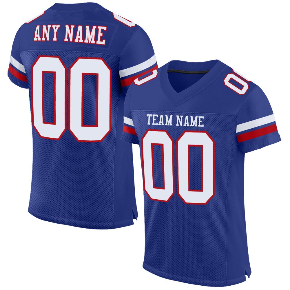 Custom Football Jersey - Royal White-Red Mesh - Style Royal0036