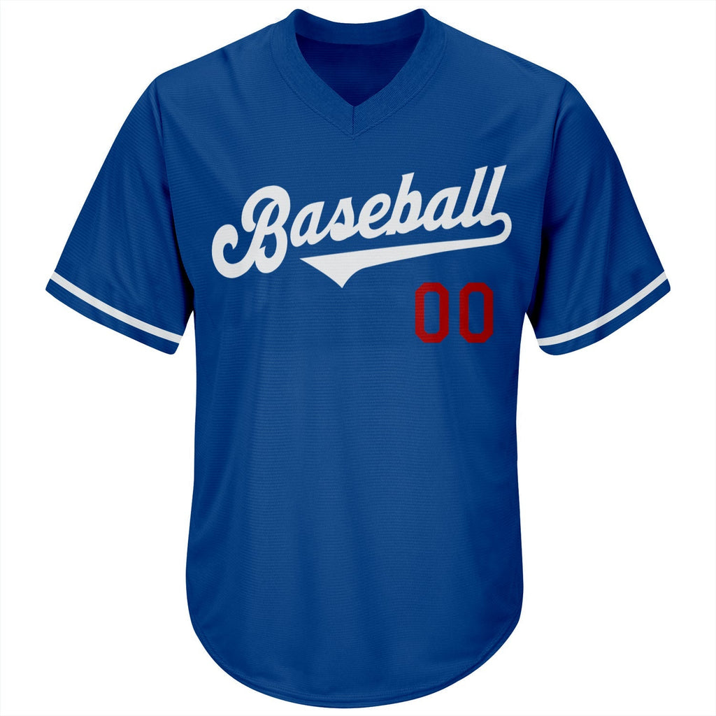 Custom Baseball Jersey - Royal White-Red Throwback Rib-Knit