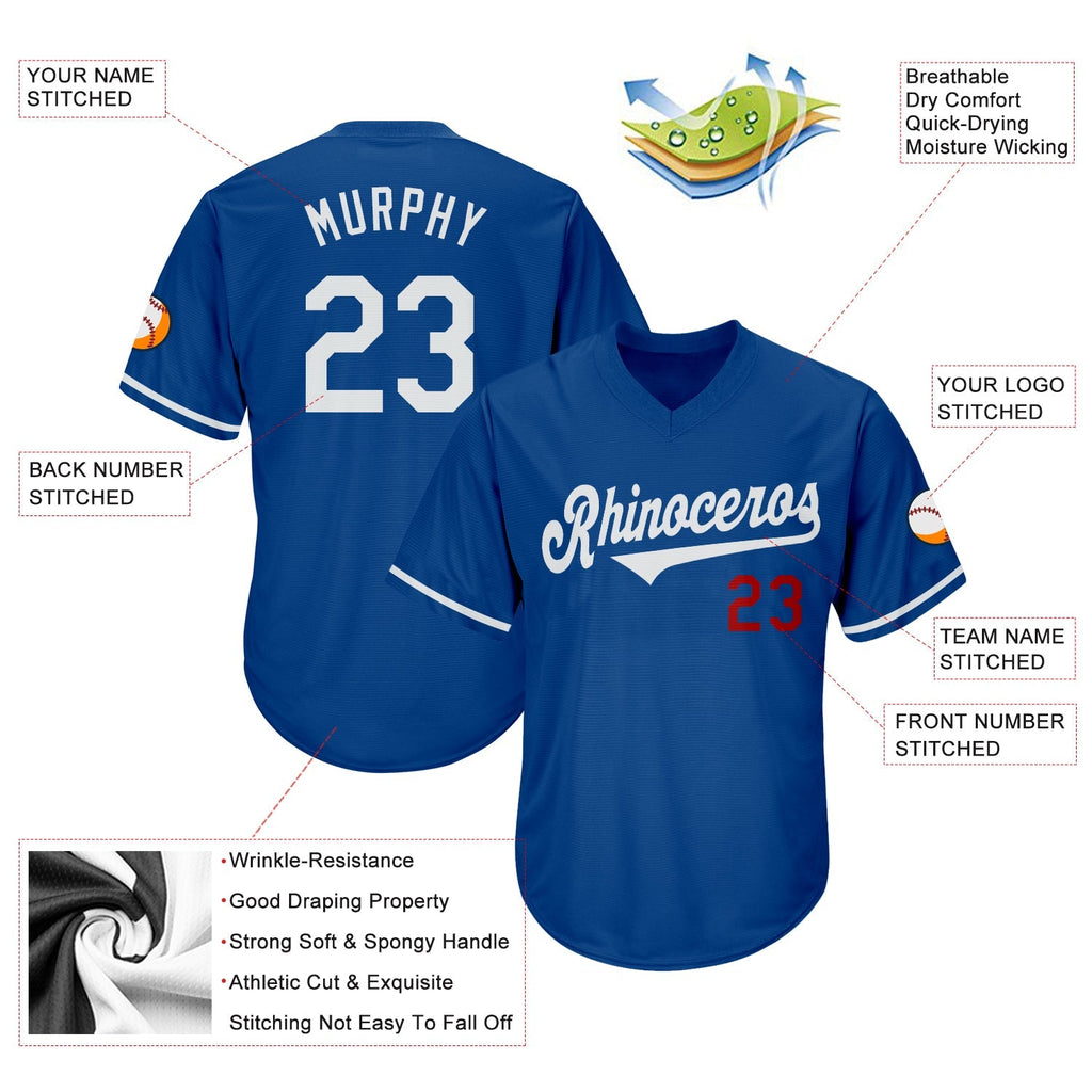 Custom Baseball Jersey - Royal White-Red Throwback Rib-Knit
