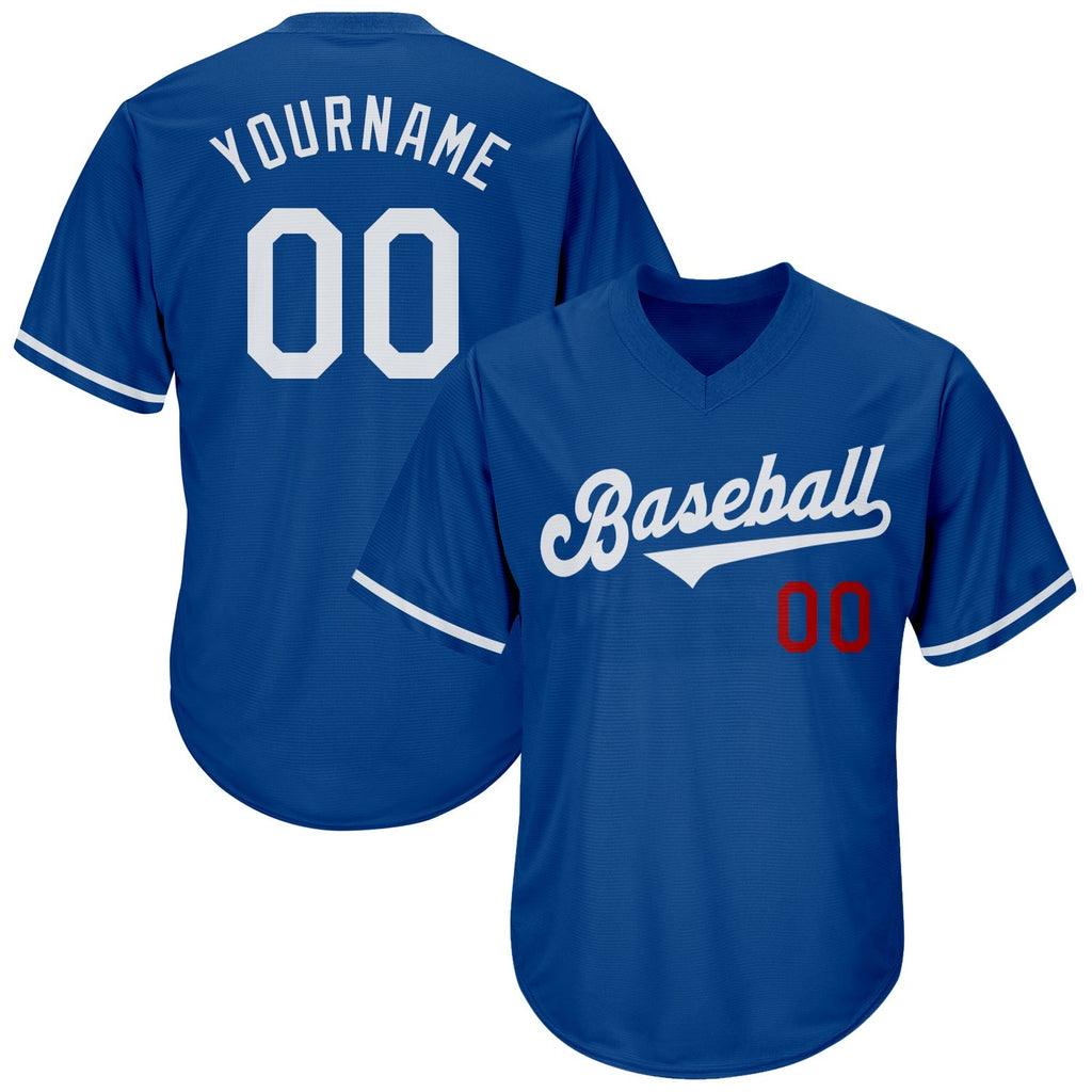 Custom Baseball Jersey - Royal White-Red Throwback Rib-Knit