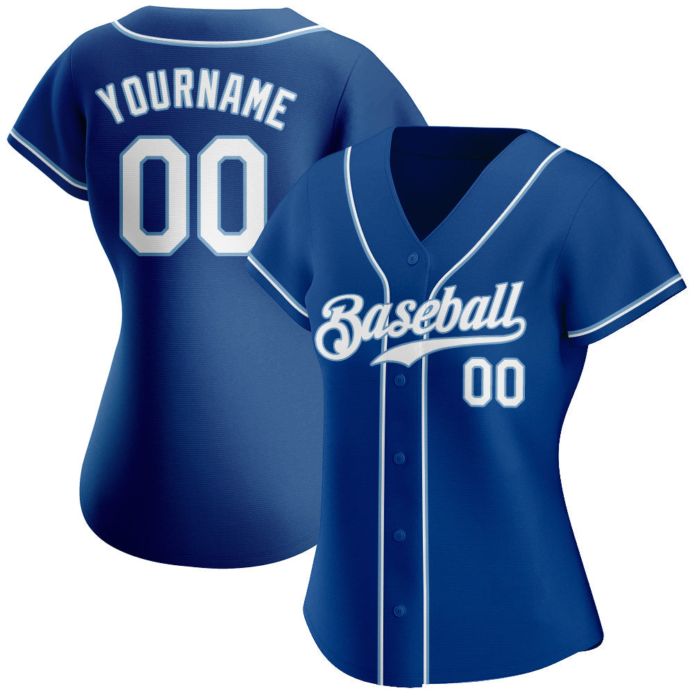Custom Baseball Jersey - Royal White-Light Blue